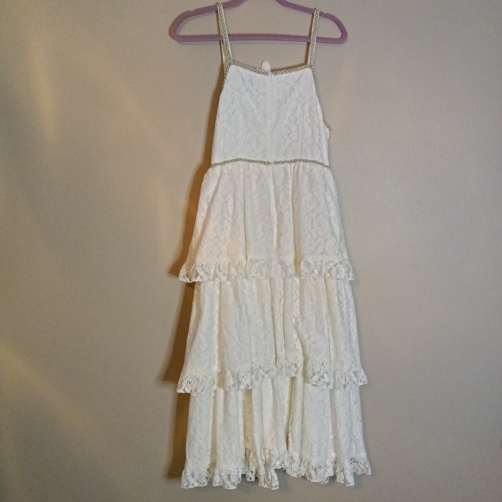 Sister Jane Sofia Lace Midi Dress Ivory Pearl Trim Size 6 - Picture 11 of 16